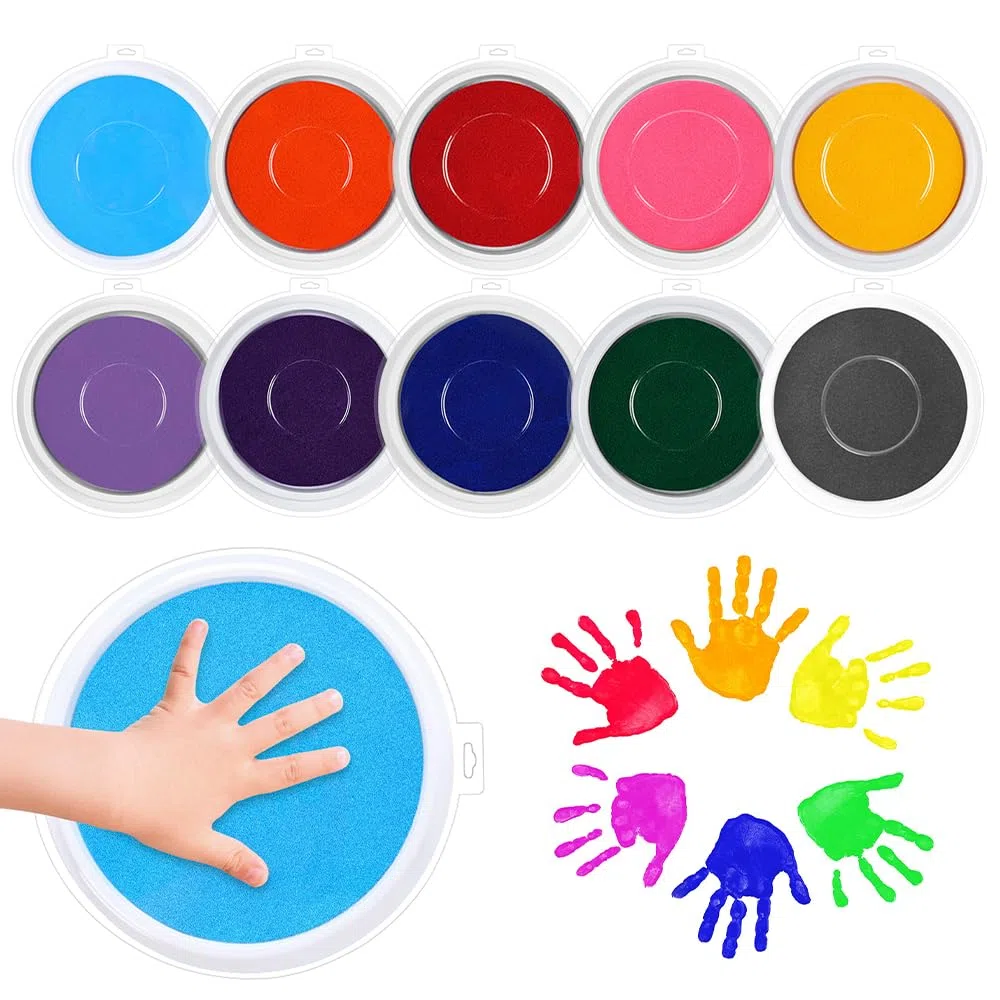 10pcs Groß Stempelkissen Bunt, Fingerstempel Fingerabdruck Set，Abwaschbar Embossing Fingerstempelfarbe Ink Pad für Kartenherstellung Scrapbooking Stempelzubehör