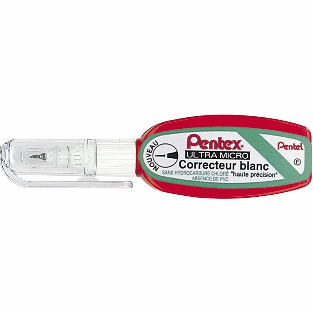 PENTEL Pentex Pocket ZL103-WF Korrekturflüssigkeit, hohe Präzision, 4,2 ml, Weiß, 3 Stück