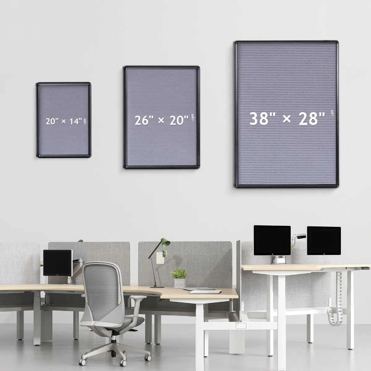S SWANCROWN Geschlossene Pinnwand mit verschließbarer Tür, 96,5 x 71,1 cm, bruchfest, abschließbar, für Büro, Schule, Zuhause, grauer Filz