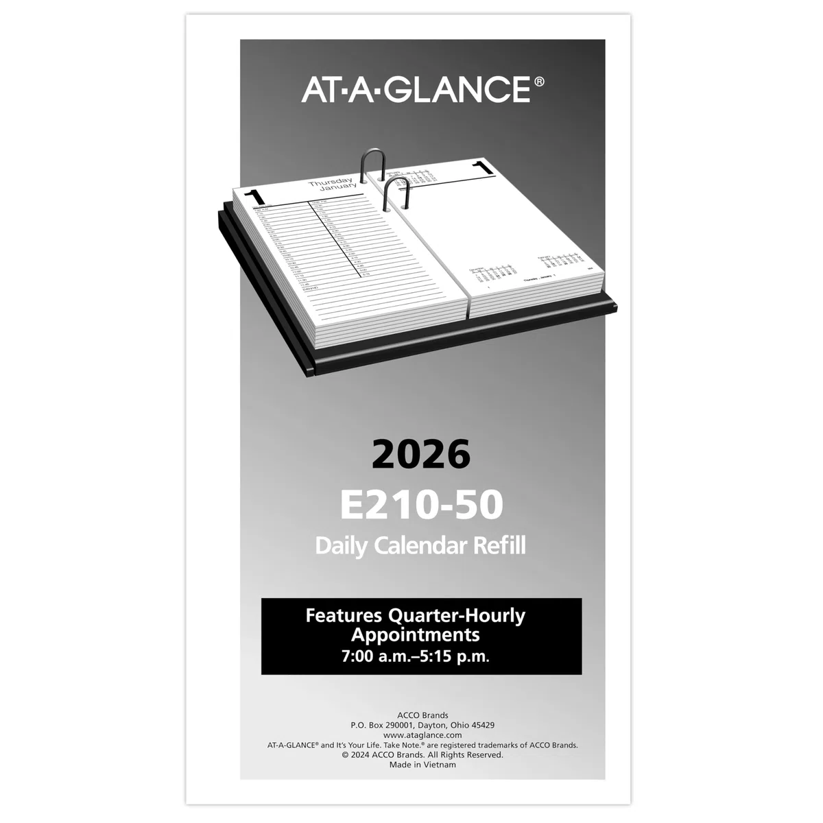 AT-A-GLANCE 2026 Schreibtischkalender-Nachfüllpackung, täglich, 11,4 x 20,3 cm, groß, lose Blätter (E2105026)