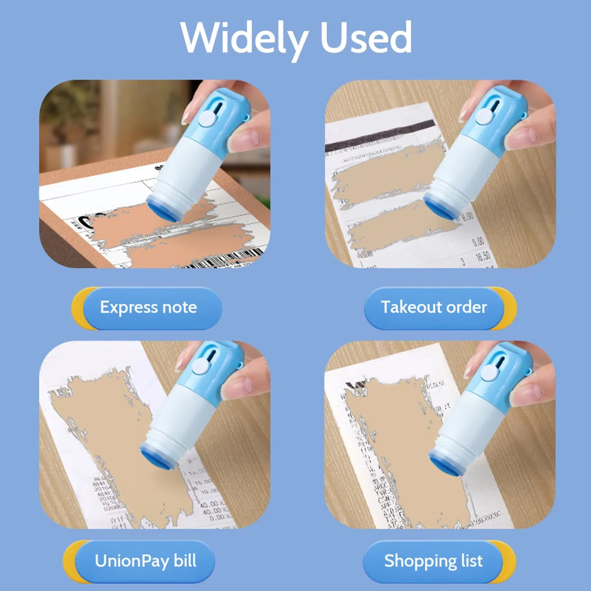 3pcs Thermalpapier Korrekturflüssigkeit mit Paketöffnung Whiteout Flüssigkeit Instant Datenschutzschutz Korrektur Flüssigkeit mit Cutter für Packungsbezeichnungen, Rechnungskorrekturflüssigkeit