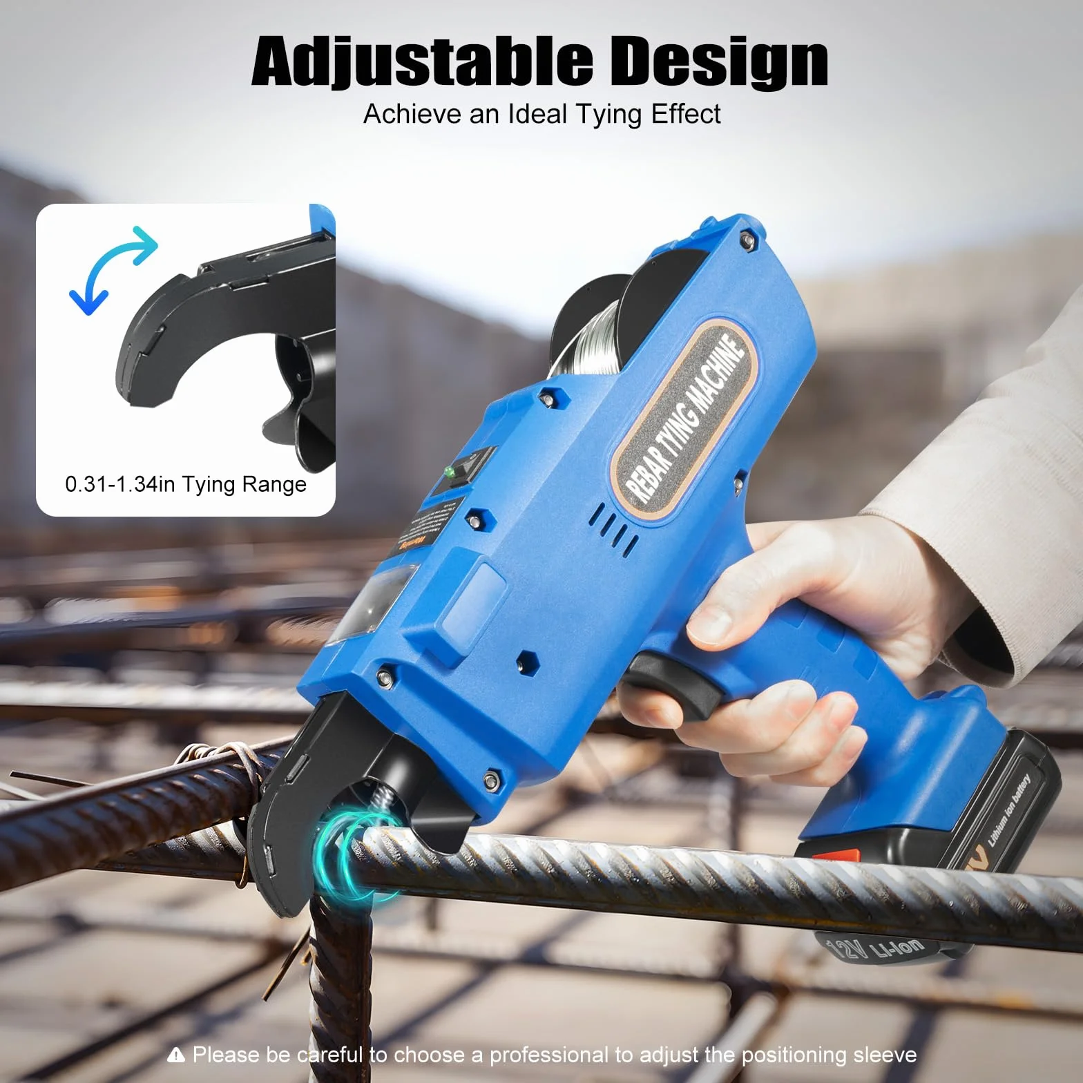Drahtbindemaschine 0,8 Sek/Knoten Stahlstangen-Bindemaschine Automatisches Bewehrungsbindegerät mit 2x4500mAh Akku und Werkzeugkasten Bewehrungsverbinder für 8-34mm Stabstahl