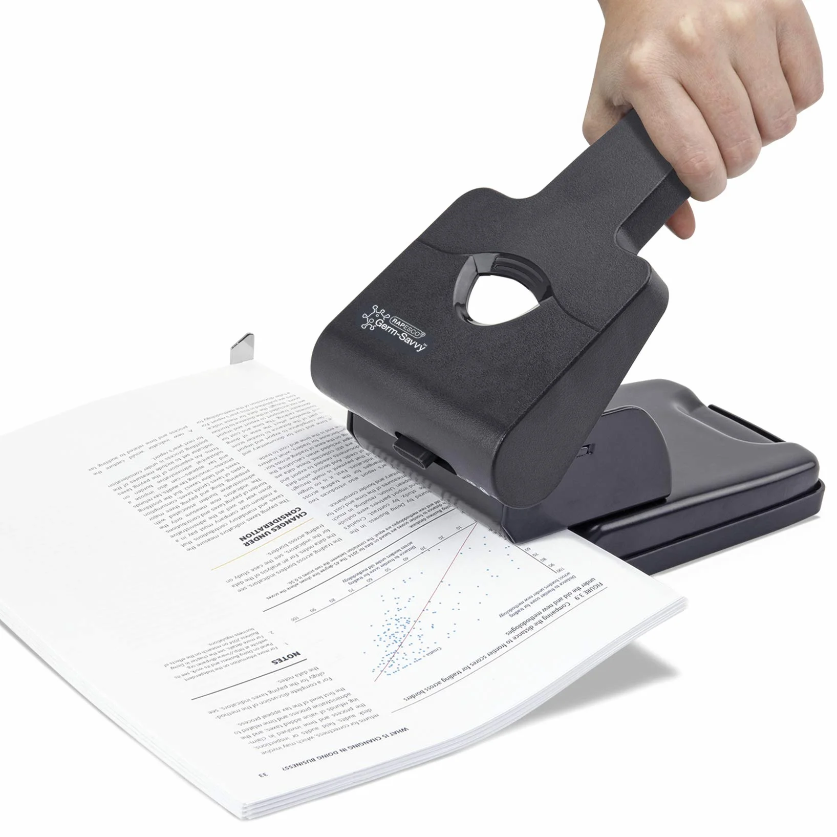 Rapesco 1631 Germ-Savvy Antibakteriell HD865-P 2-fach-Kraftlocher, 63 Blatt Stanzkapazität, Schwarz