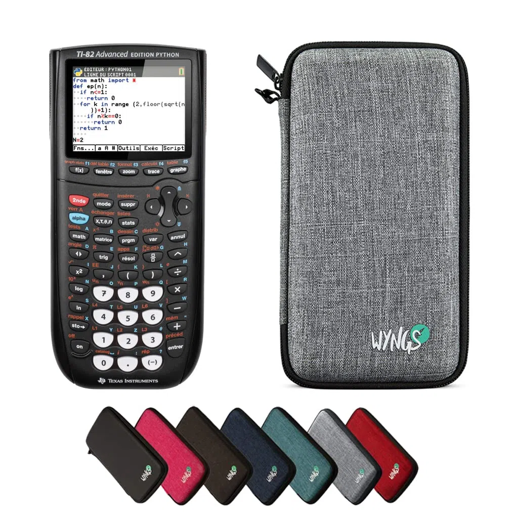 TI-82 Advanced Edition Python Grafikrechner inklusive Schutztasche von WYNGS in Hellgrau - Basic Set