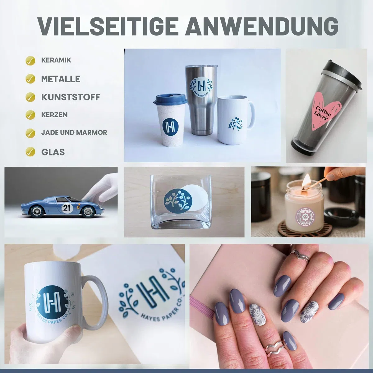 Hayes Paper, Wasserschiebefolie, Aufkleberpapier, TINTENSTRAHL TRANSPARENT, 20 Seiten Erstklassiges Waterslide Wassertransferpapier, Durchsichtig, Bedruckbare Decalfolie, Klebefolie, A4-Größe