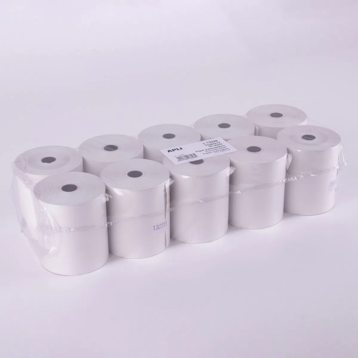 APLI 13328 Packung mit 10 Rollen selbstdurchschreibendem Papier, Weiß, 75 x 65 x 12 mm