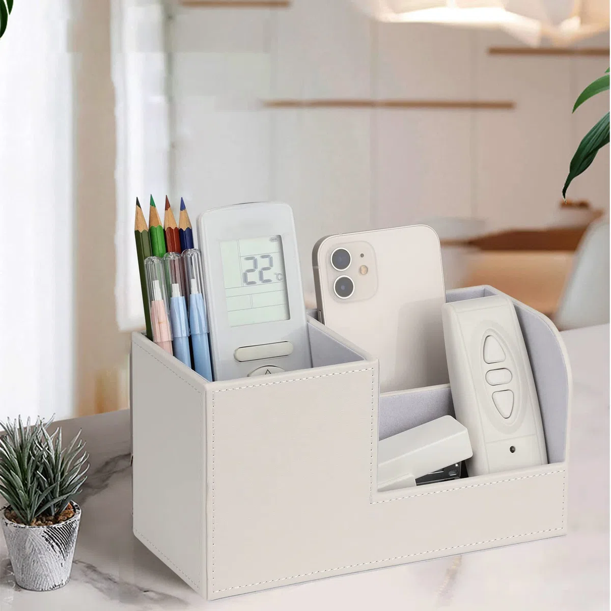 GORESE Stiftehalter Schreibtisch - Büro-Bleistifthalter Organizer Desktop-Schreibtisch-Zubehör Bürobedarf Organisationsdekor (Weiß)