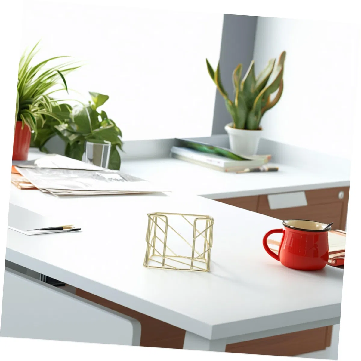 SOLUSTRE Goldfarbener Schreibtisch-Organizer Für Haftnotizen Mit Großzügigem Stauraum Und Hohlem Muster Kompakt 3.94X3.94X3.15In Für Home Office Und Bürobedarf