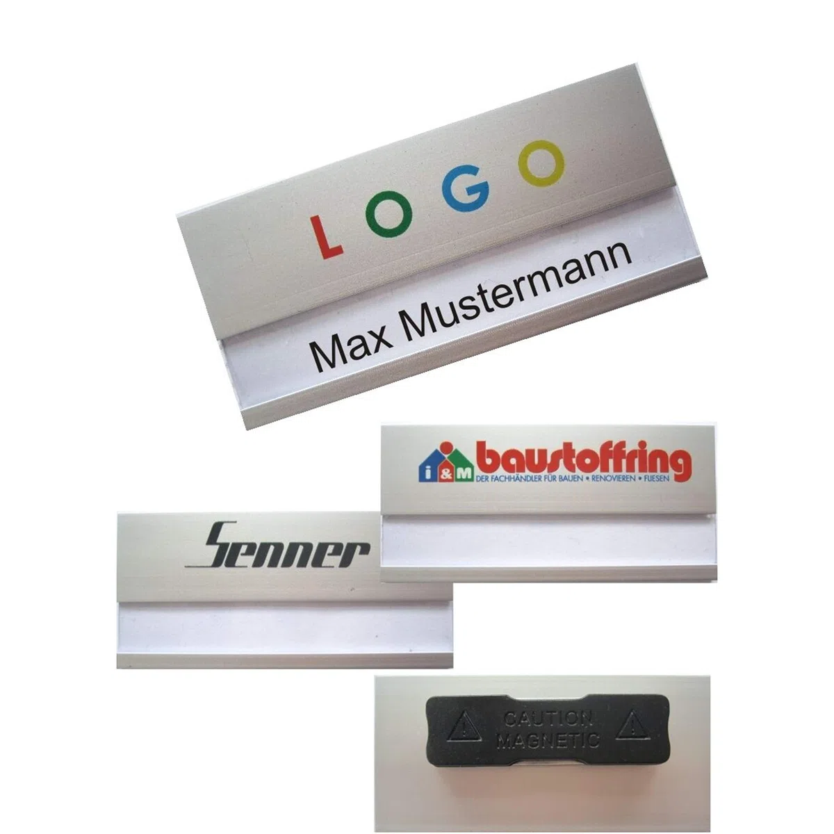 25 Stück Aluminium Namensschilder mit Magnet, individuellem Logodruck, Farbdruck mit Ihrem Logo, Namensschild für Kleidung, selbstbeschriftbar, mit Ihrem Logo