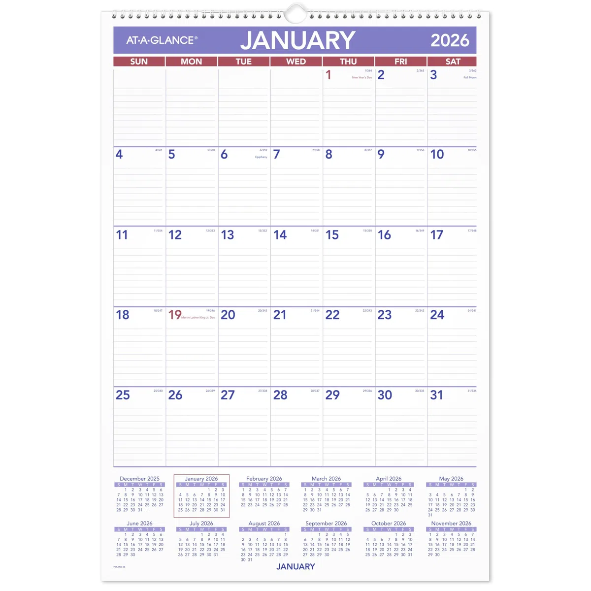 AT-A-GLANCE PMLM032826 Kalender für 2026, trocken abwischbar, 39,4 x 57,8 cm, Größe M