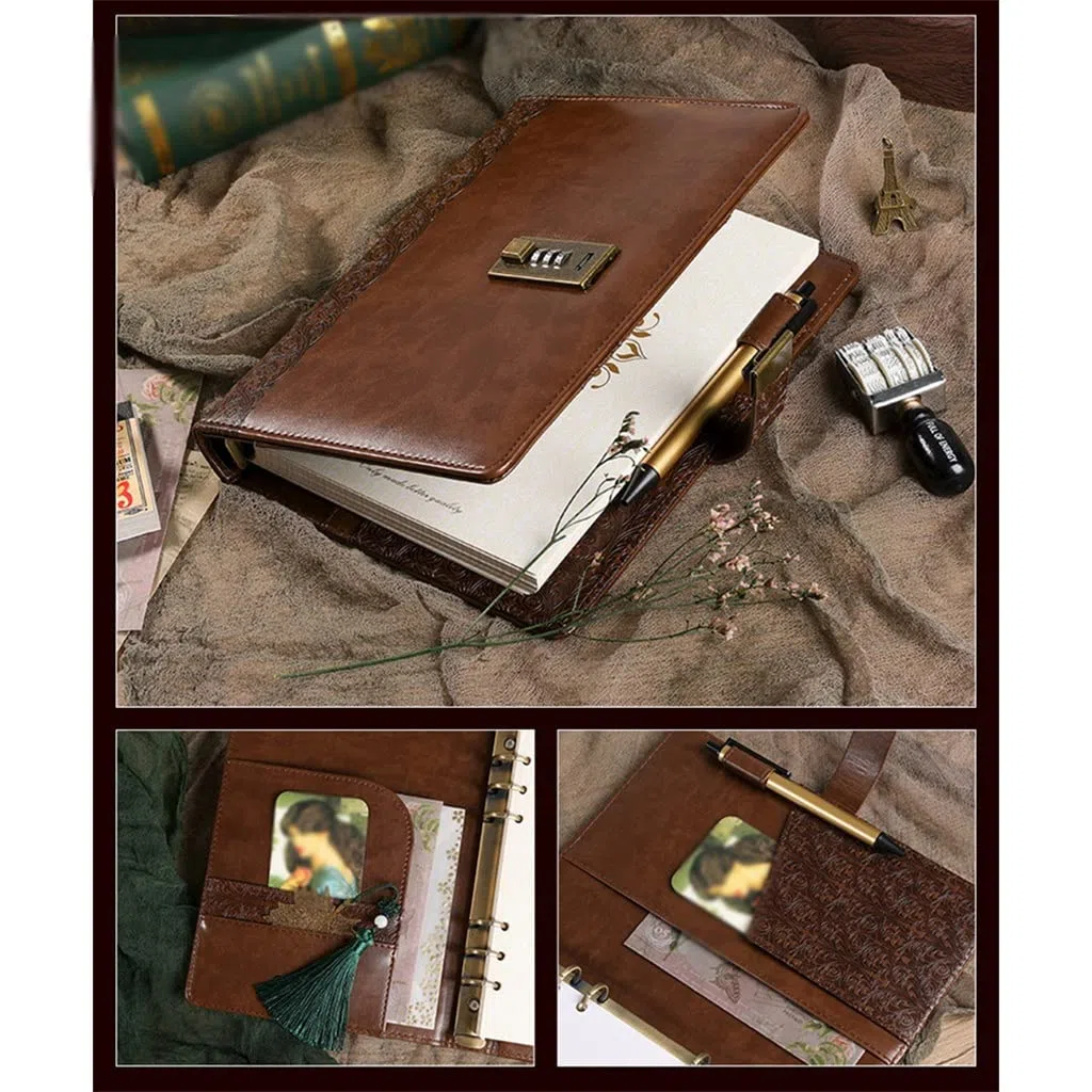 Tagebuch, A5-Binder, Notizbuch mit Schloss, Spiralringe, Notizblock, Skizzenbuch (einfarbig, Talla ?nica)