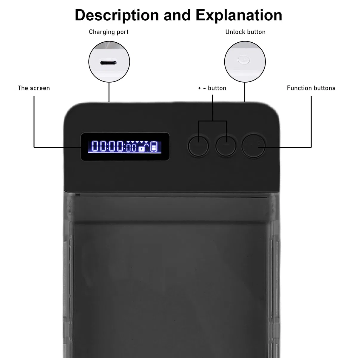 Handy-Sperrbox mit Timer, Handy Safe mit Zeitschloss,Handy Gefängnis mit Timer, Telefonschlossbox mit Timer, Telefongefängnis für iPhone/Android-Handy Max 17cm, Hilft Erwachsenen/Kinder, Telefonsucht