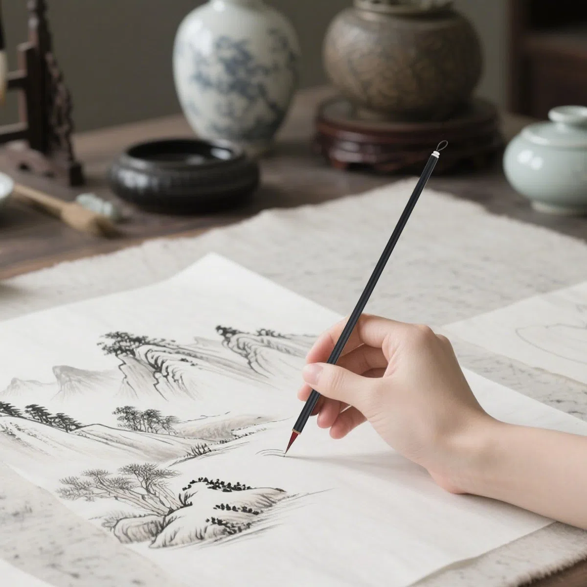 Linkstyle Chinesische Kalligraphie Pinsel, Gemischte Größe Japanische Kanji Sumi Pinsel für Anfänger Studenten, 12 Stück