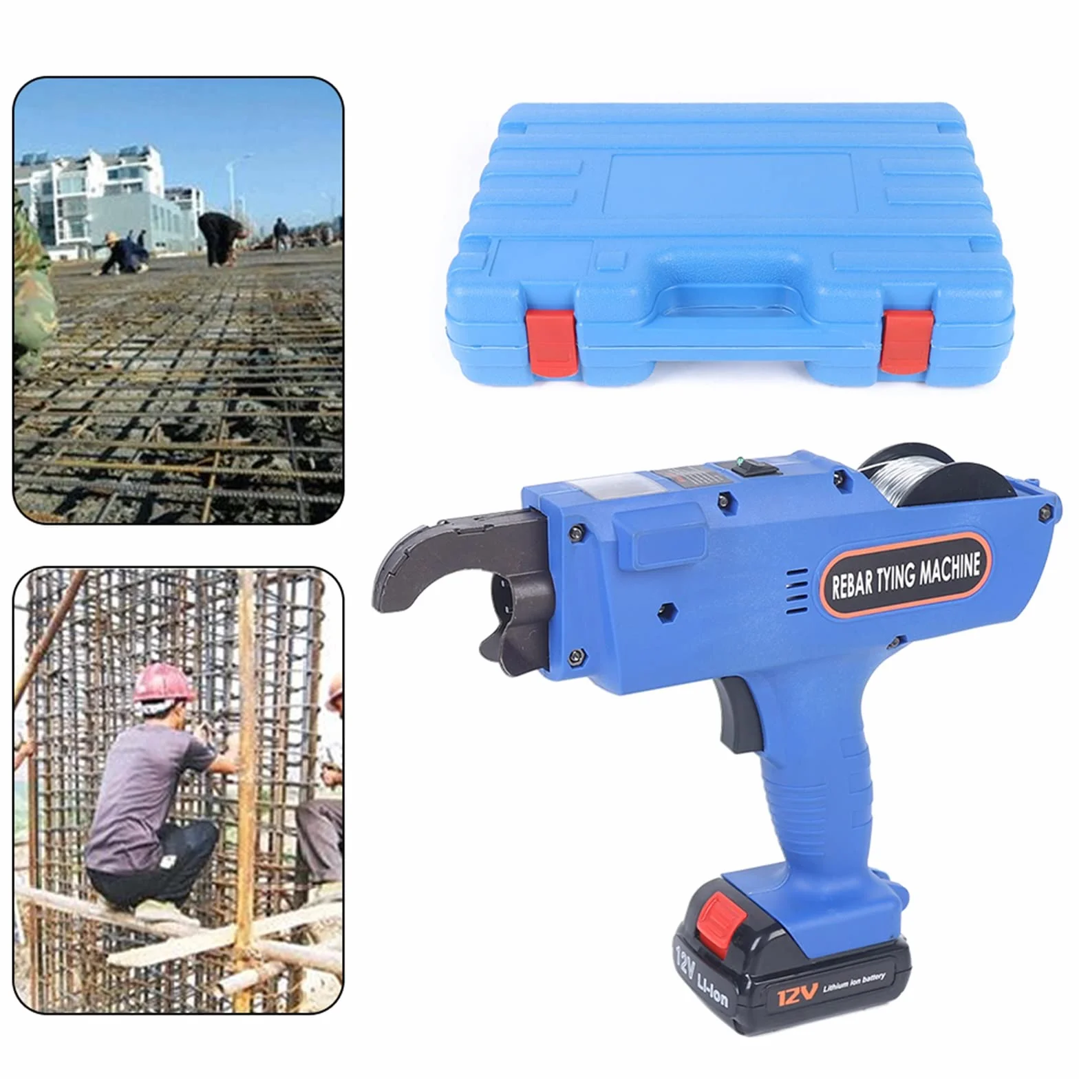 Elektrische Rebar Bindemaschine Bindegerät für Stahlbandbindung mit Lithium-Ionen-Akkus, 0,8mm Draht, 12V, 4500mAh Kapazität | Baustellenwerkzeug