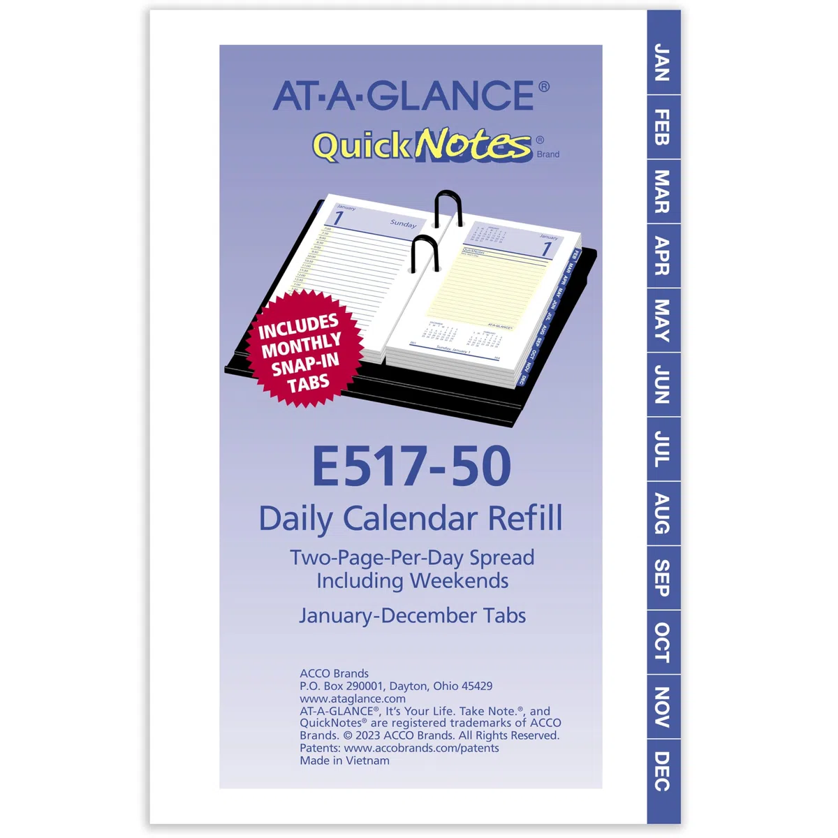AT-A-GLANCE 2026 Tischkalender Nachfüllung, täglich, 8,9 x 15,2 cm, Standard, lose Blätter, QuickNotes (E5175026)