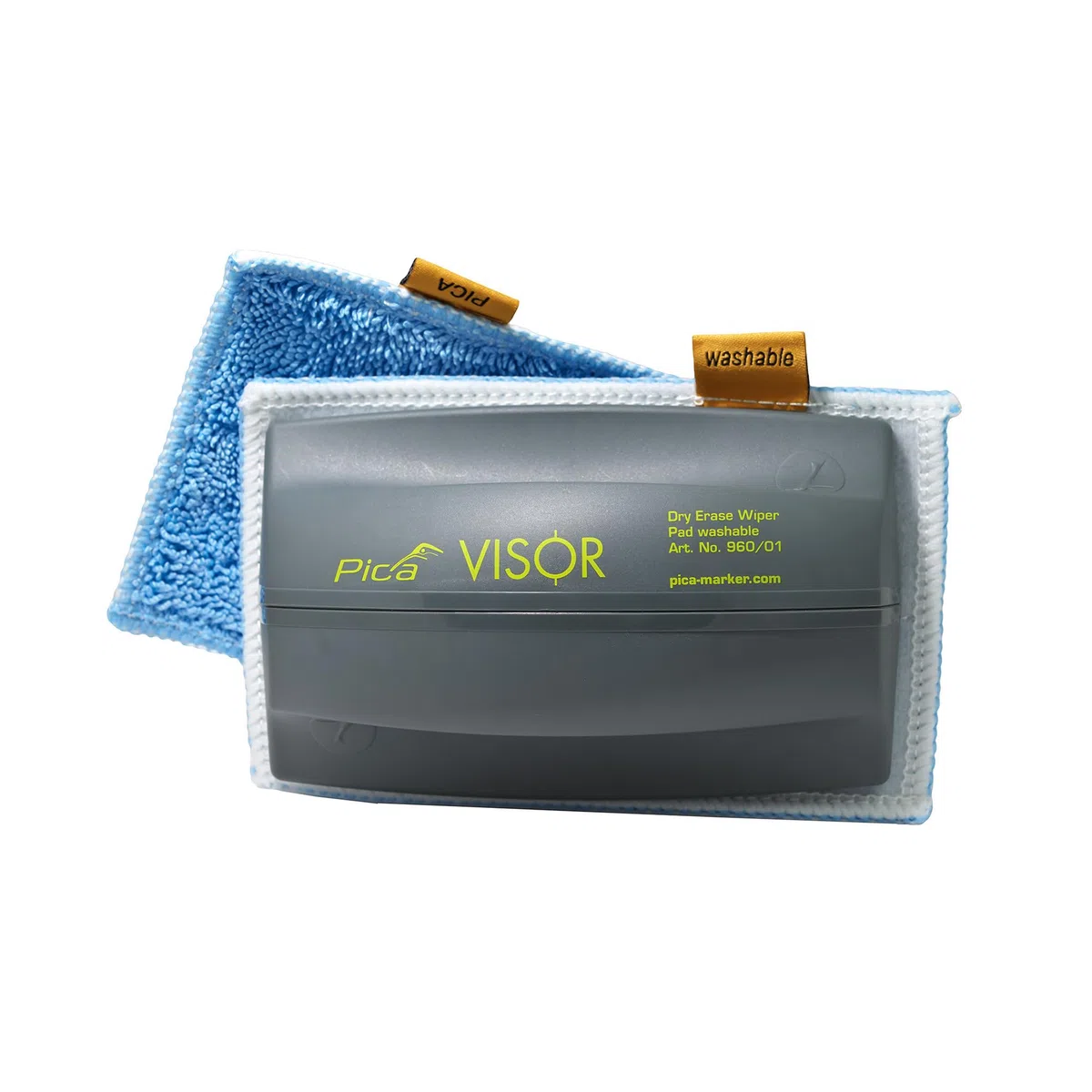 Pica Visor Magnetwischer I praktischer Magnetwischer im Set mit 2 passenden Mikrofaser-Pads I Ideal für die rückstandslose Entfernung von Boardmarkern I für Whiteboards, Schultafeln & Glas