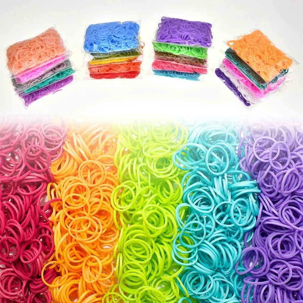 Inscraft 12750 Loom Bänder Set, 26 Farben Loom Gummibänder für Armbänder, Loop Armbänder set Kinder zum Halsketten und Gummi Armband basteln, Nachfüllset in 26 Farben mit 500 Clips, 6 Haken