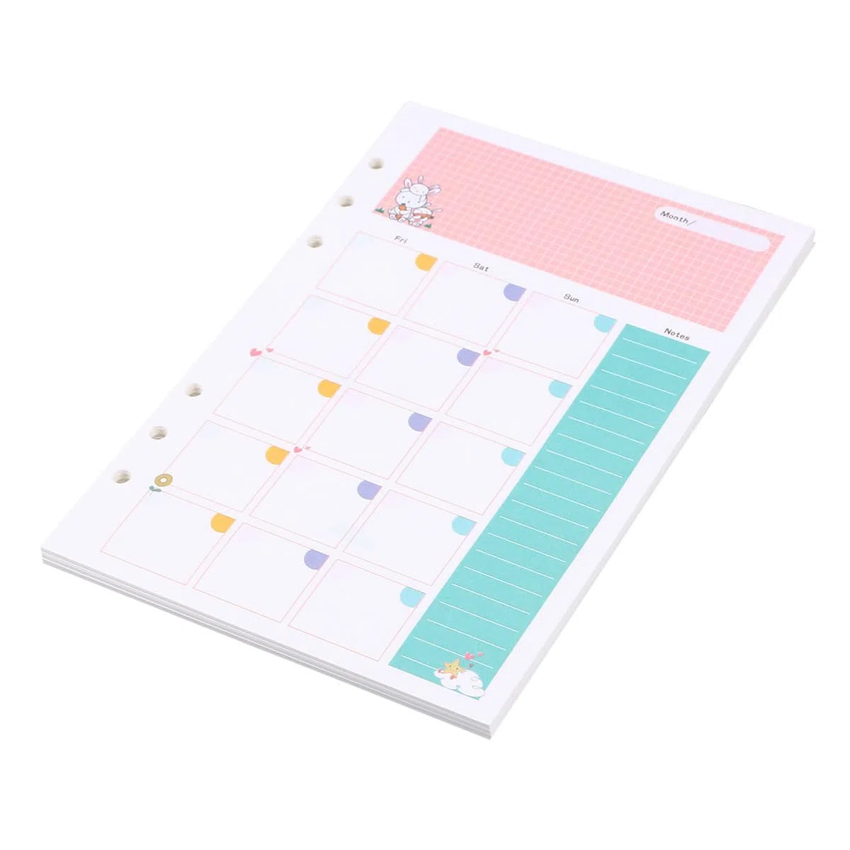 NUOBESTY A5 Nachfüllpapier Bunt 6 Löcher Loseblatt Papierfüller Für Monatsplaner Spiralblock Notizbuch Nachfüllungen Doppelseitig Schreibwaren Bürobedarf
