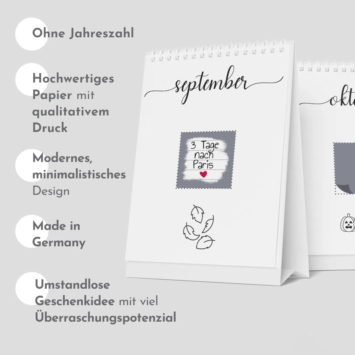 Gutscheinkalender Momente statt Dinge - 12 Gutscheine Rubbelkalender als kreative Geschenkidee