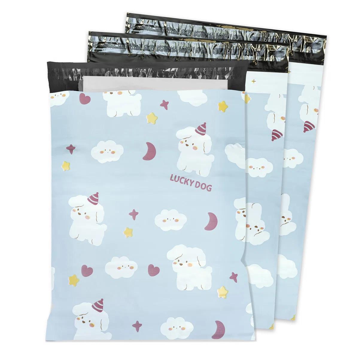50 Versandbeutel Plastik Versandtaschen selbstklebend und blickdicht Versandtüten aus Plastik (LUCKY DOG 255x370mm)