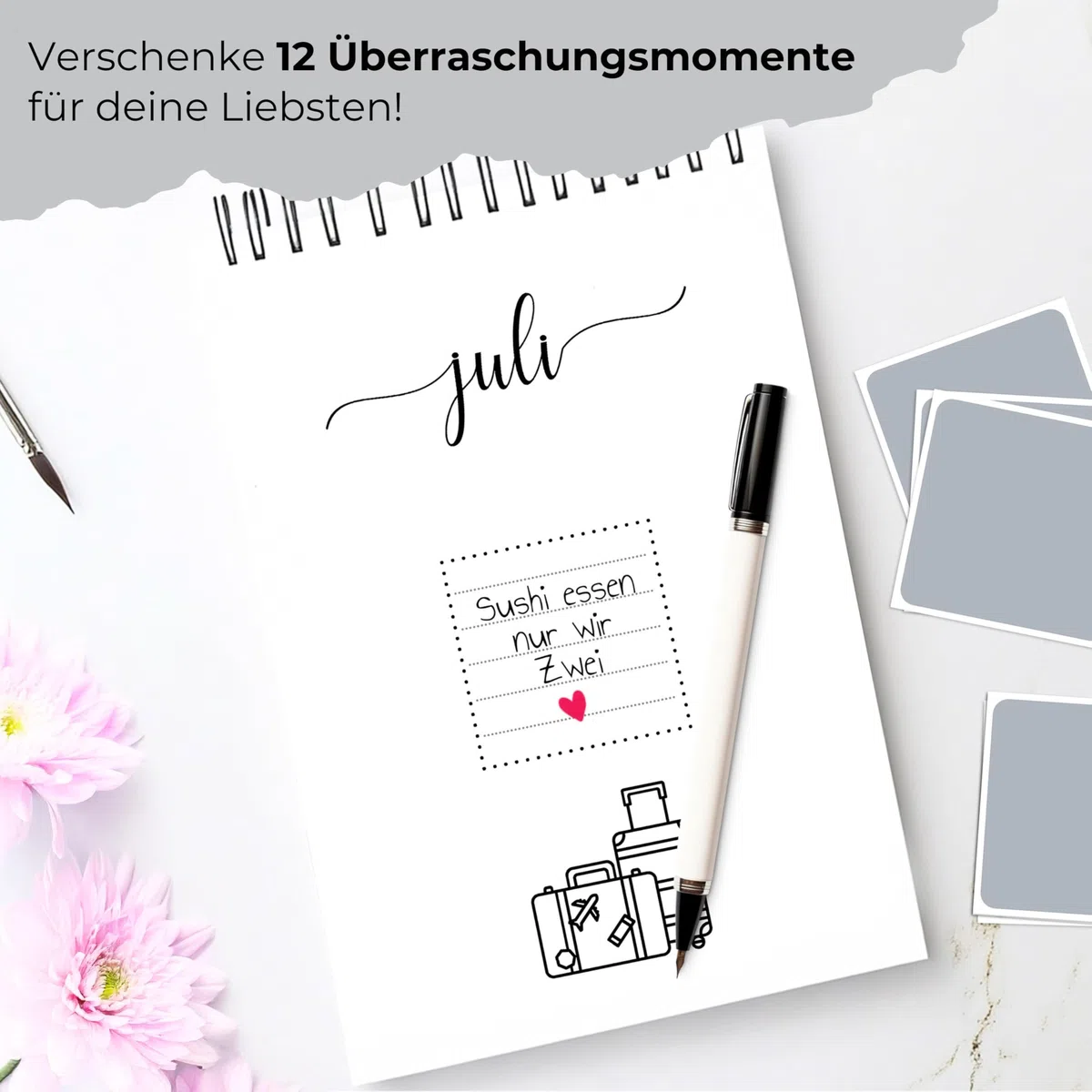 Gutscheinkalender Momente statt Dinge - 12 Gutscheine Rubbelkalender als kreative Geschenkidee