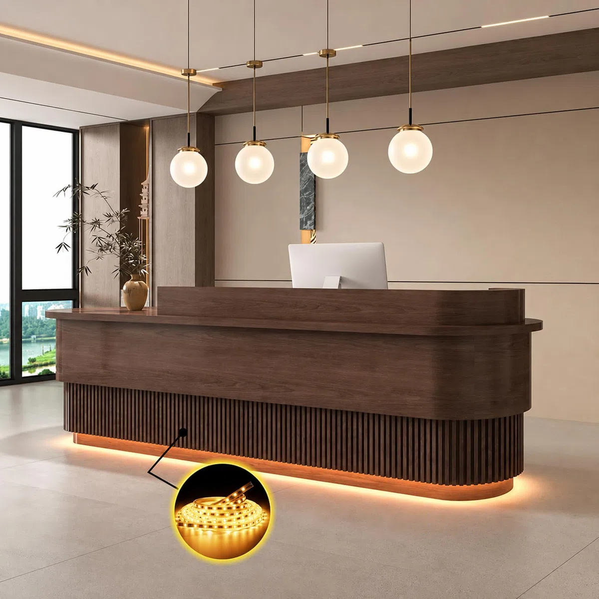 Moderne Empfangstheke Aus Holz Empfangstresen Mit Schublade Color D, 180cm