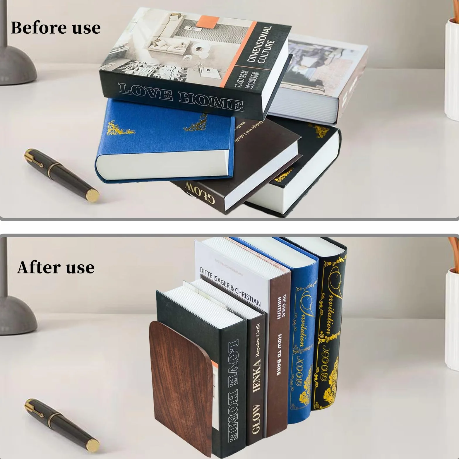 Buchstützen Holz 2 Stück (1 Paar) Walnussholz 17 x 12 x 10,5 cm - Bookends Buchstütze Holz Bücherstütze Bücherhalter DVD Regal für Zuhause, Büro und Schule