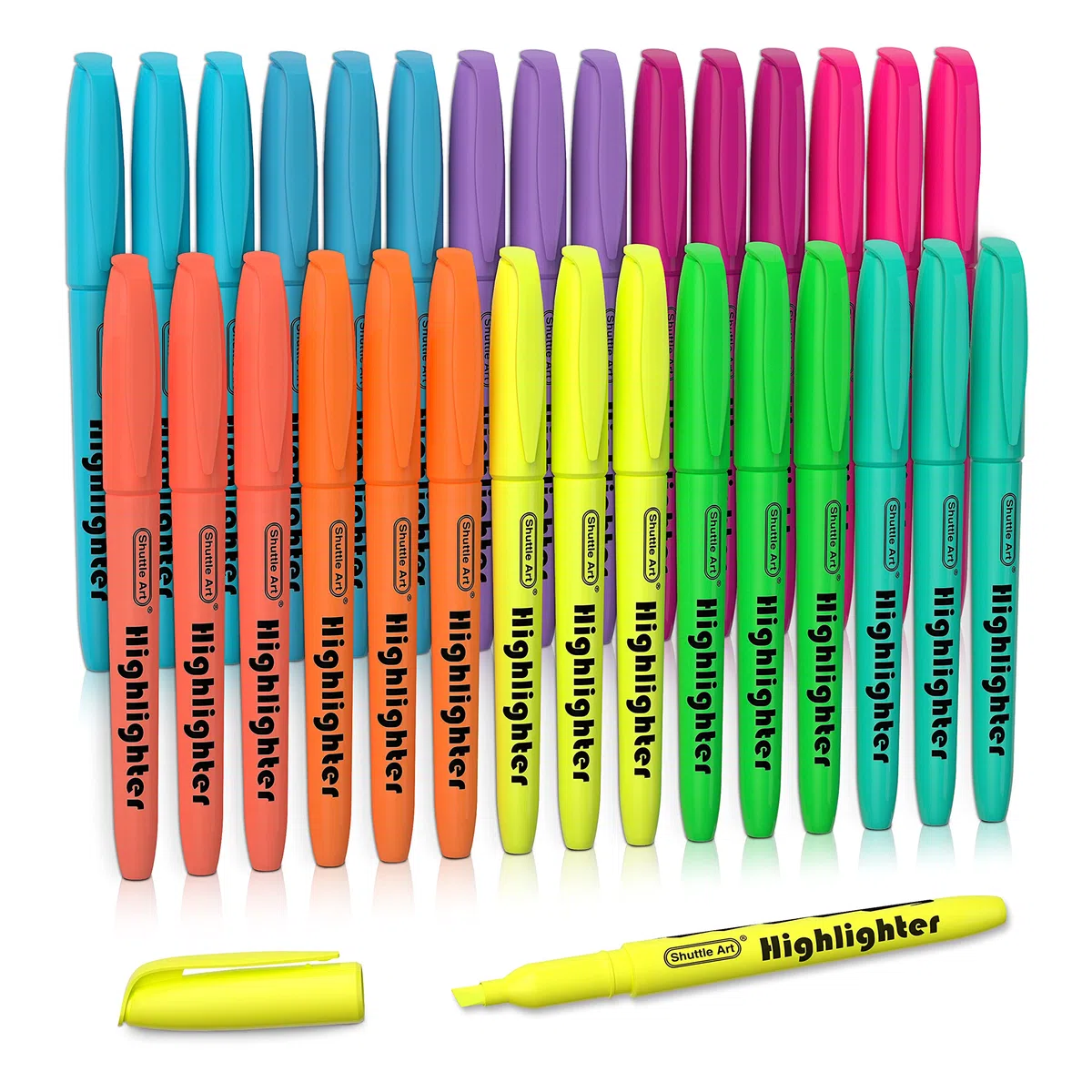Shuttle Art Textmarker, 30 Stück, sortierte Farben, 10 Farben, Keilspitze, schnell trocknend, ungiftig, für Erwachsene und Kinder, für Zuhause, Schule, Büro