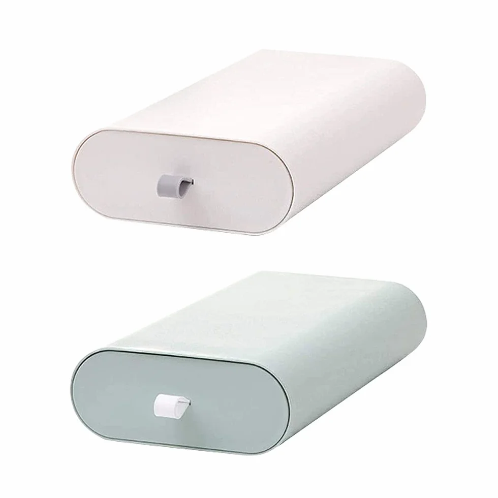 Schubladen Organizer, 2 Stücke Unter Schreibtisch Schublade Organizer, Organizer Schublade Stiftebox, mit Griff, Zum Laden Von Handys, Kugelschreibern, Bleistiften, Kleber(Grün Und Weiß)