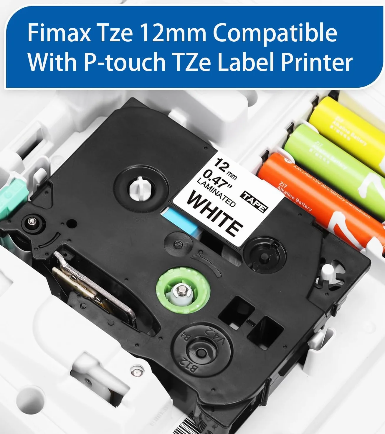 Fimax Laminated 12mm 0.47" White TZe-231 Schriftband Ersatz für Brother P-touch Bänder 12mm kompatibel mit Beschriftungsgerät Brother Ptouch PT-H110 PT-H100LB PT-H105 PT-H107B PT-D410, 5-Packung