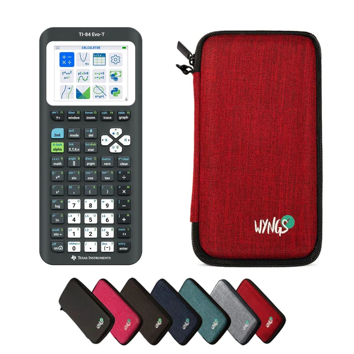 TI-84 Evo-T inkl. WYNGS Schutztasche Rot - Grafikrechner - Basic Set