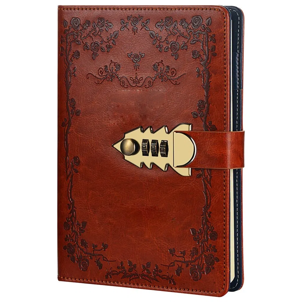 A5-Retro-PU-Leder-Tagebuch mit Schloss – Agenda, passwortgeschützte Notizbücher und Tagebücher, ideal für die Schule und wichtige Notizbücher