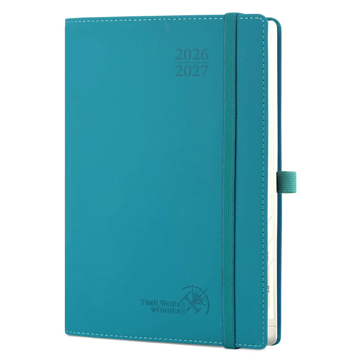POPRUN Lehrerkalender 2026 2027 A5 auf Deutsch - Lehrerplaner 26/27 für die Vorbereitung mit Monatliches Register. Schulplaner mit PU-Leder Softcover für Lehrerinnen und Lehrer (Pazifikgrün)