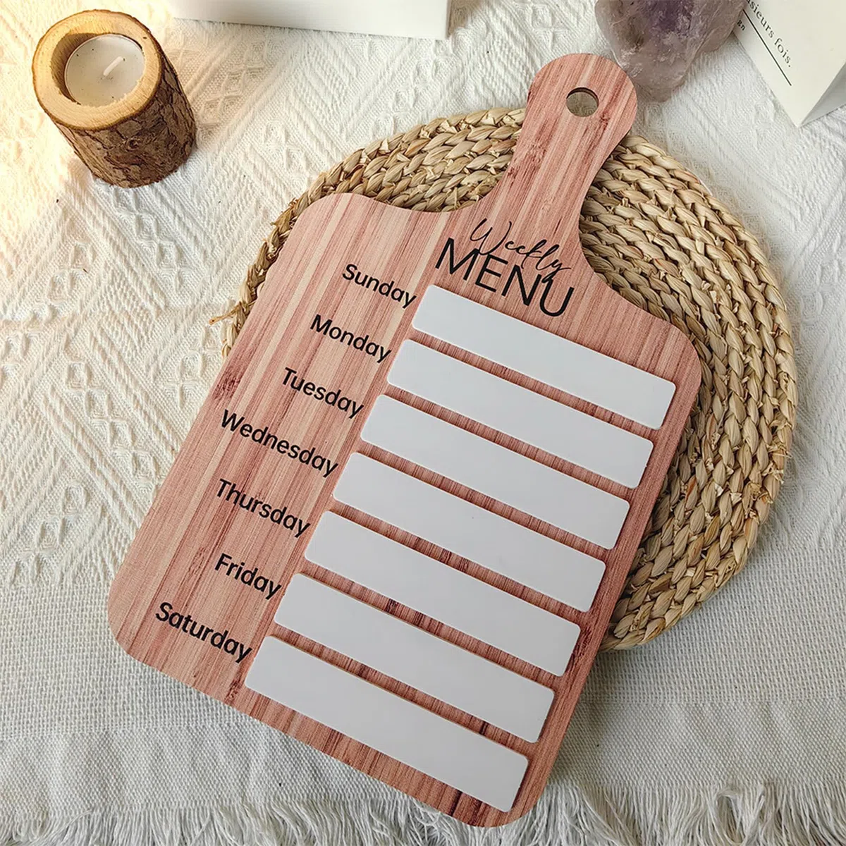 Wochenplan aus Holz – einfache Essensplanung mit den mitgelieferten Markern, magnetische Tafel zur Anbringung an Kühlschrank oder Wand, ideal für die Familienmahlzeitenverwaltung und Menüplanung | Küc