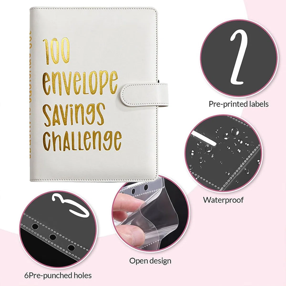 100 Umschlag Saving Challenge,Budget Planner Deutsch,A5 Haushaltsplaner mit Umschlägen,Budget Binder Einfache und Unterhaltsame Möglichkeit zu Sparen 5050 €,Sparbuch für Geld Sparen Challenge