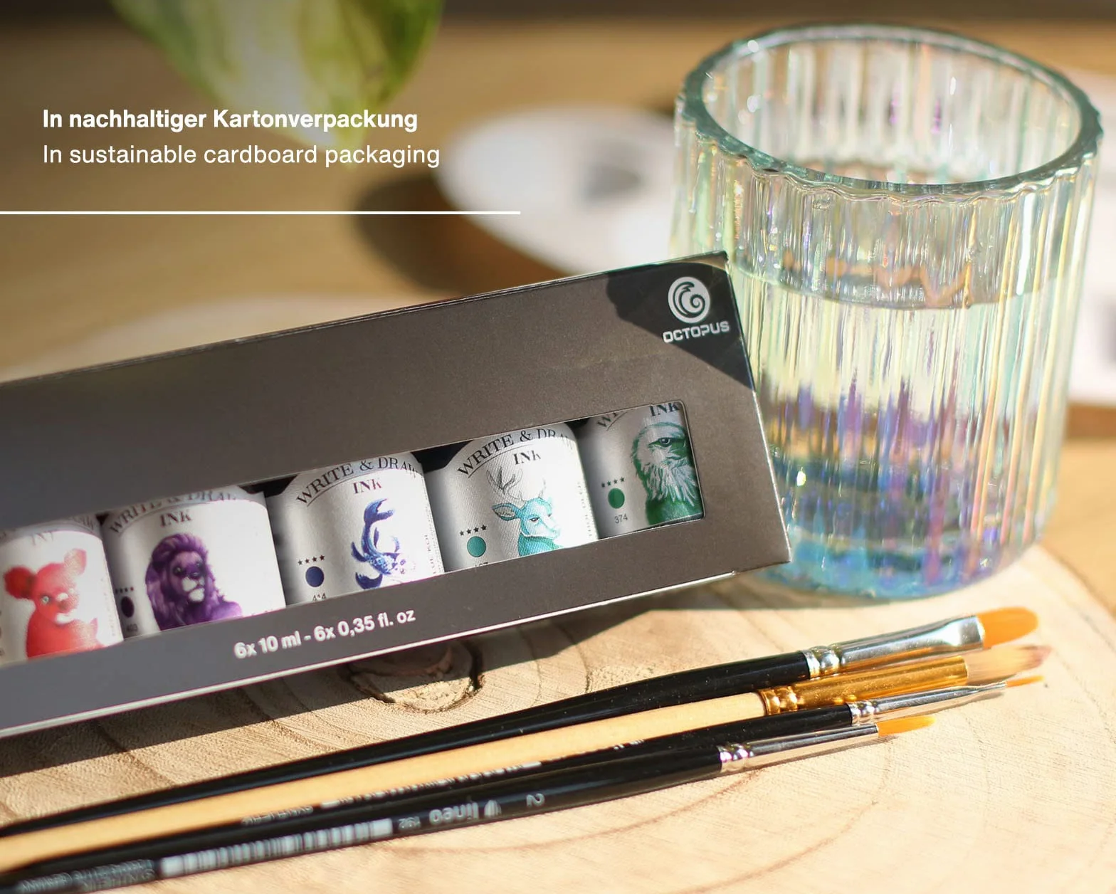 Octopus Write and Draw Ink 347 Black Elephant, wasserfeste Tinte zum Schreiben und Zeichnen, Kalligraphietinte, lichtechte Zeichentusche für Füllhalter, schwarz, 50 ml