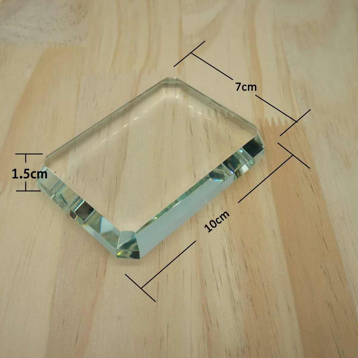 Briefbeschwerer, transparent, rechteckig, quadratisch, Glasfliesen
