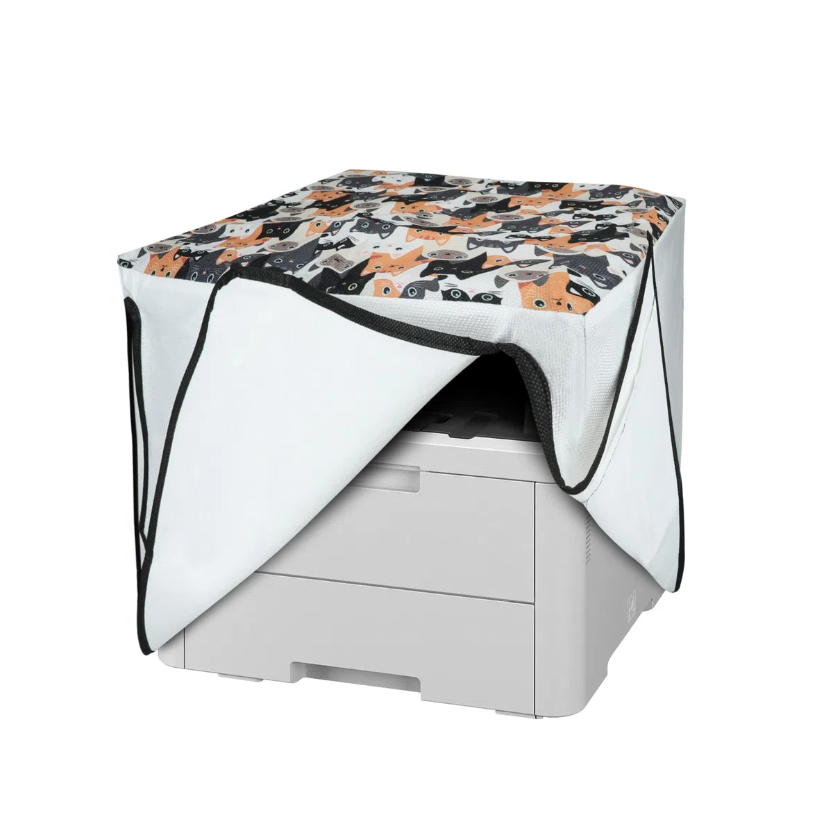 kwmobile Leinen Cover kompatibel mit Brother DCP-L3560CDW / MFC-L3740CDWE Hülle - Tasche für Drucker - Staubschutzhülle Schutzhaube Schutzhülle - Orange Schwarz Weiß