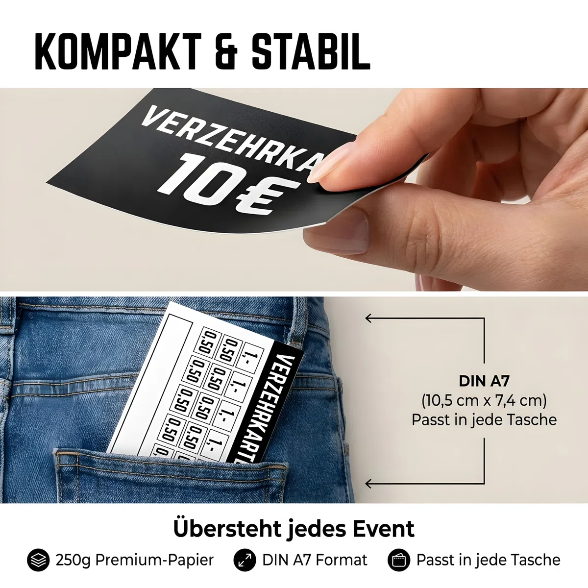 100x Verzehrkarten zum Abstreichen - Wertkarten für Veranstaltungen, Vereine & Gastronomie als Alternative für Wertmarken (10 Euro, 100 Stück)