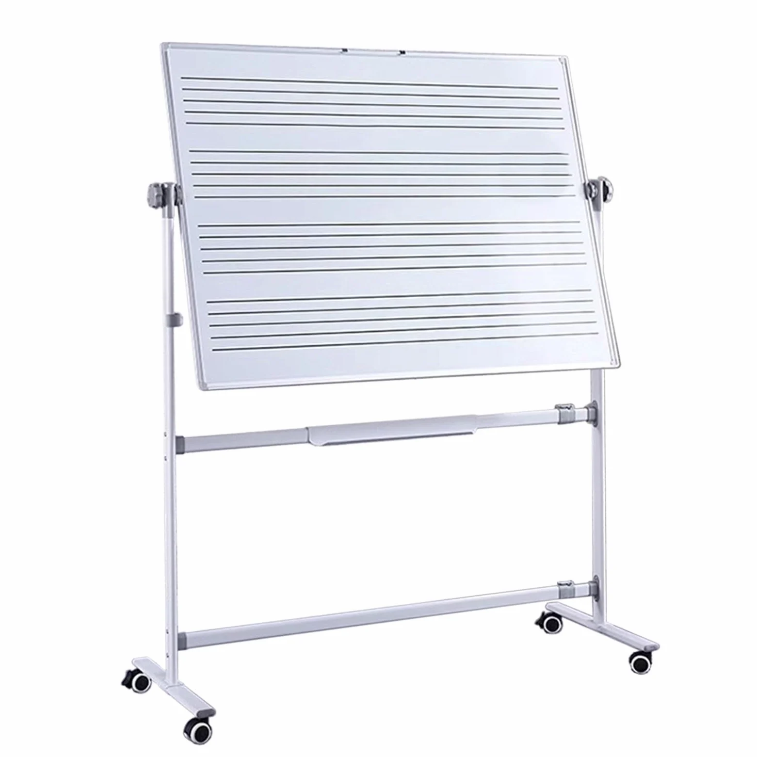 Doppelseitiges Whiteboard für Musikpersonal, 90 x 120 cm, mobile, magnetische, trocken abwischbare Tafel mit Rollständer, Klassenzimmer, Studio, Heimgebrauch