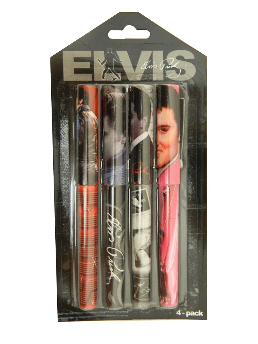 Midsouth Products Elvis Presley Kugelschreiber-Set, 4 Stück Sammlerstück-Kugelschreiber mit ikonischen Elvis-Fotos, offizielles Lizenzprodukt