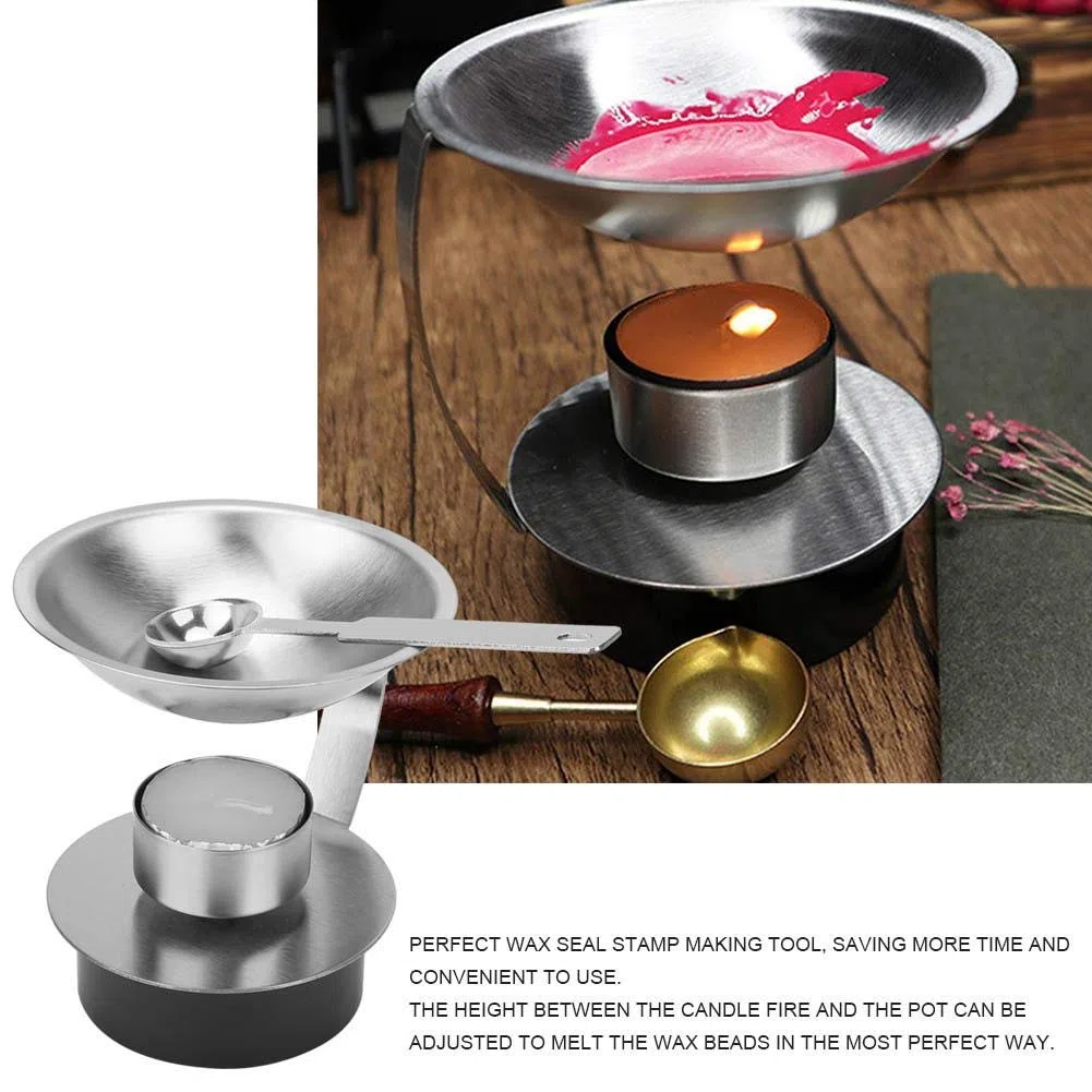 Wachssiegel Kit, Metall Wachsschmelzlöffel mit Siegellackstiften zum Schmelzen von Wachssiegelperlen, ideal für Hochzeitskarten Einladungen Briefe und kreative Bastelprojekte