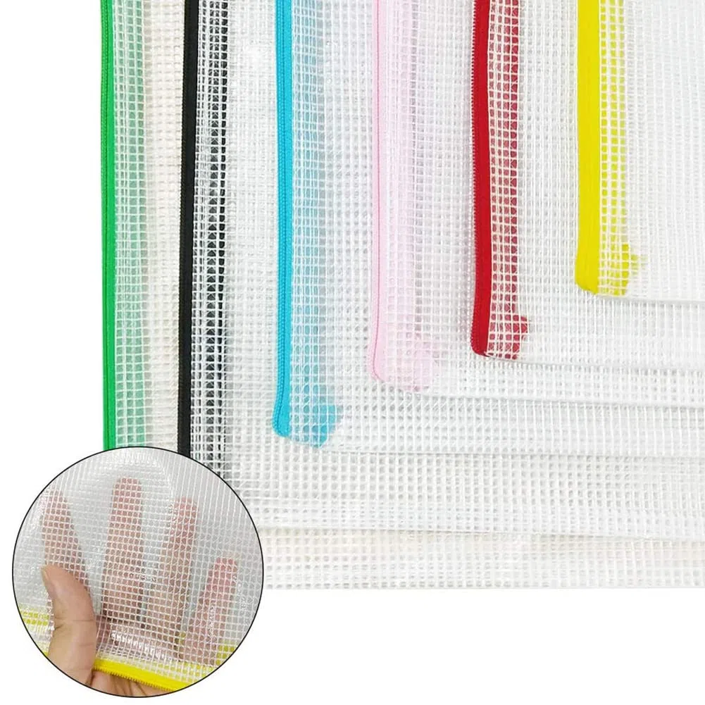 Dokumententasche A4 A5, 24PCS Kunststoff Reißverschlussbeutel Mesh Taschen Set, Wasserdichte Dokumententaschen mit Reißverschluss für Dokument, Papier, Kosmetik (12 Farben)