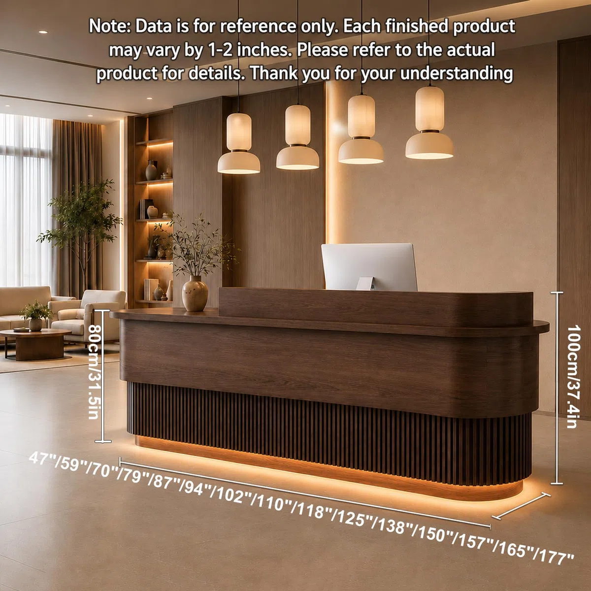 Moderne Empfangstheke Aus Holz Empfangstresen Mit Schublade Color D, 180cm