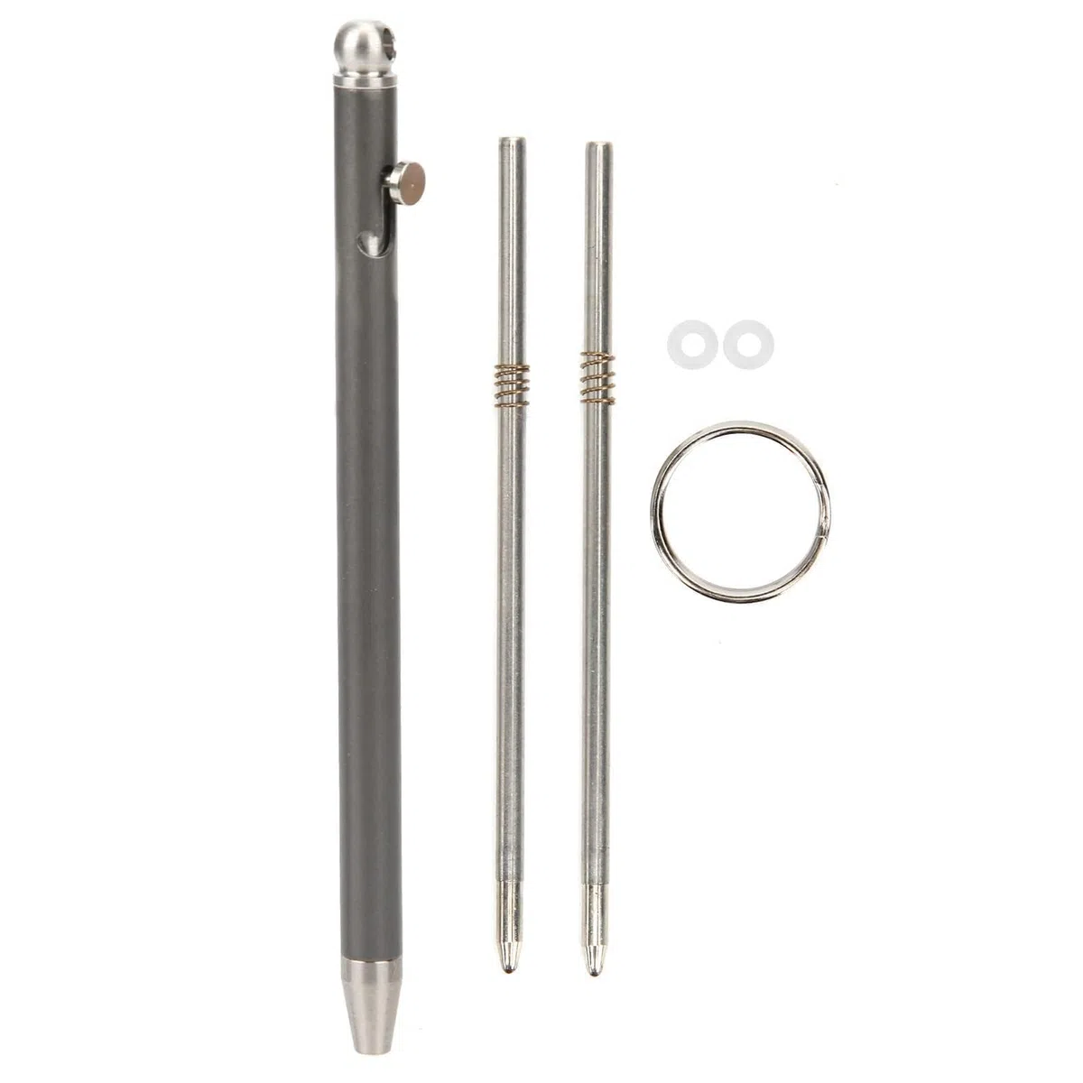 VBESTLIFE Mini-Stift aus Reinem Titan, , Tragbar, Schlüsselanhänger, Zeichen, Kugelschreiber, Schreibgerät (Grau)