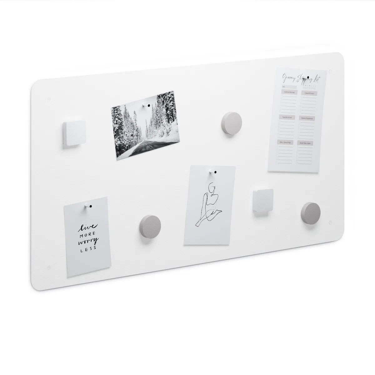 Flatbo Magnettafel aus Metall, 70 x 35 cm, Tafel für Postkarten, Urlaubssouvenirs oder Notizen. Inklusive 4 Magnete und Montageset.