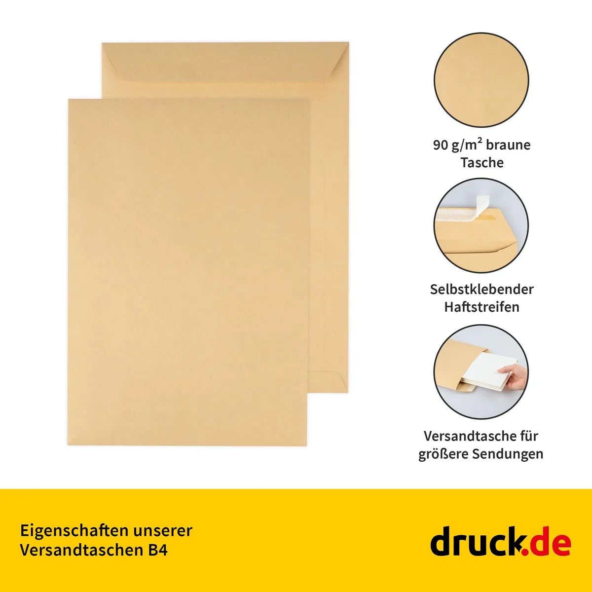 100 Stück Versandtasche Versandkuvert B4 braun | 100 Stück Versandtaschen Versandkuverts B4, braun, Haftklebestreifen, für Versand und Büro