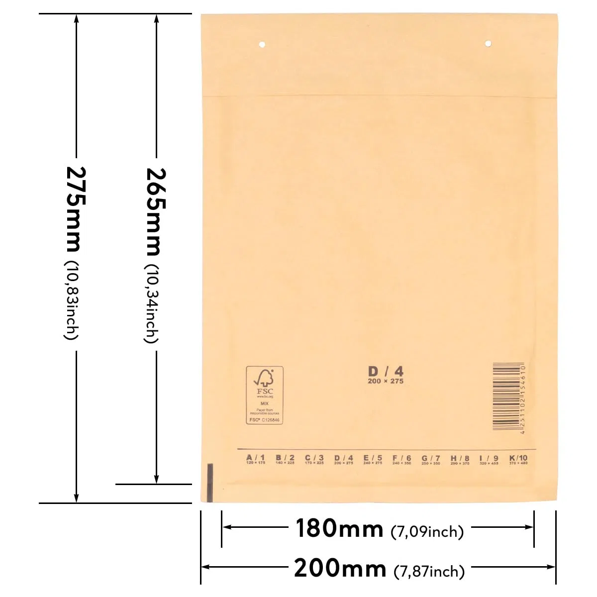 verpacking Luftpolstertaschen 200 x 275 mm Braun D4 [Größe und Stückzahl wählbar] selbstklebend geeignet für DIN B5 C5+ Versandtaschen mit Luftpolster 50 Stück