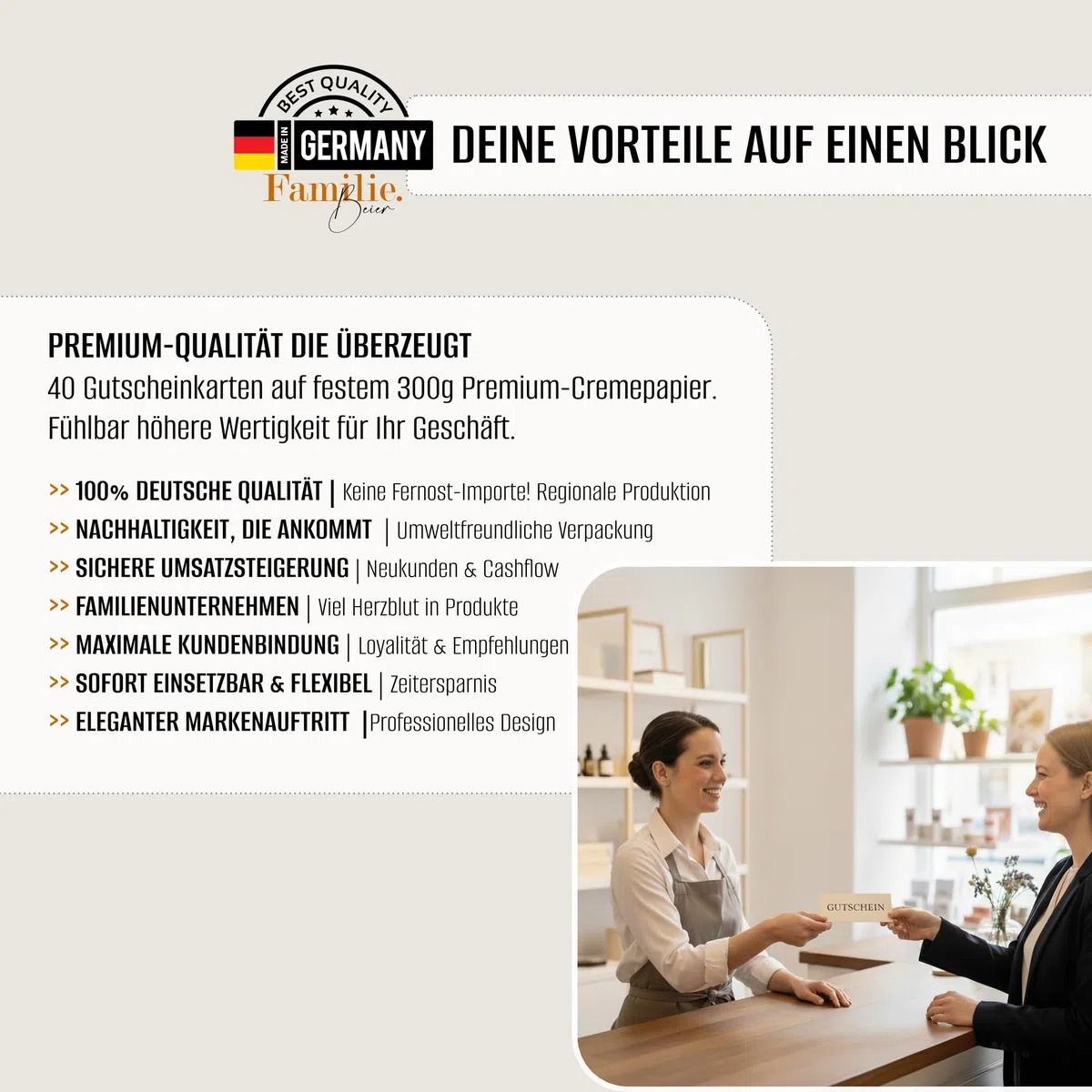 Gutscheinkarten zum Selbstausfüllen (40er Set) | Blanko Gutschein zum Ausfüllen als Vorlage für Massage, Kosmetik, Friseur und Andere - Gutscheinvorlagen Neutral