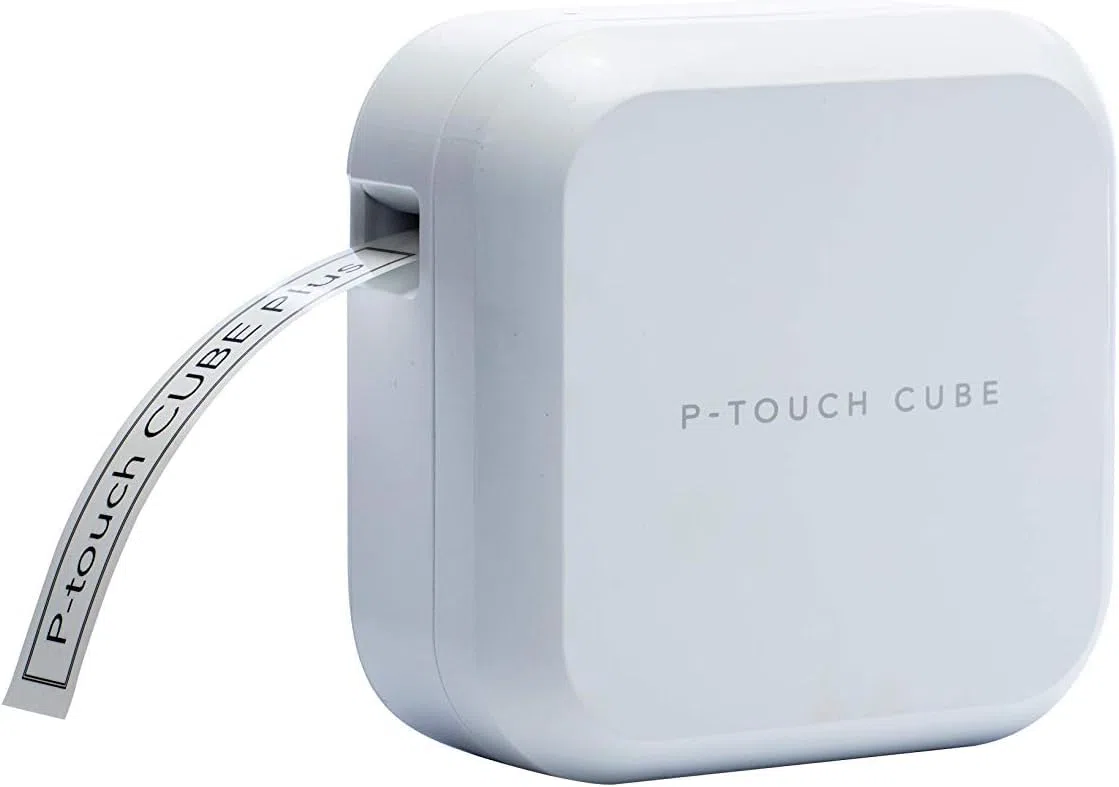 Brother P-Touch Cube Plus Beschriftungsgerät, Weiß & Original Schriftband TZe-251 24 mm, Schwarz auf Weiß (u.a P700, -2430, D600, 9700PC, P750W)